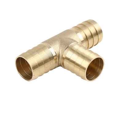 Harfington 19mm Tee Hose Barb Brass 3 Way Connector Coupler for Joiner Air Water Oil Pipe