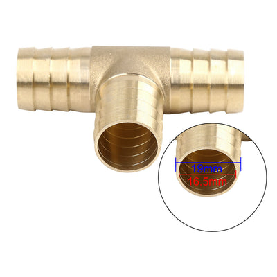Harfington 19mm Tee Hose Barb Brass 3 Way Connector Coupler for Joiner Air Water Oil Pipe