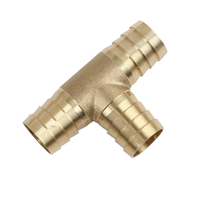 Harfington 19mm Tee Hose Barb Brass 3 Way Connector Coupler for Joiner Air Water Oil Pipe