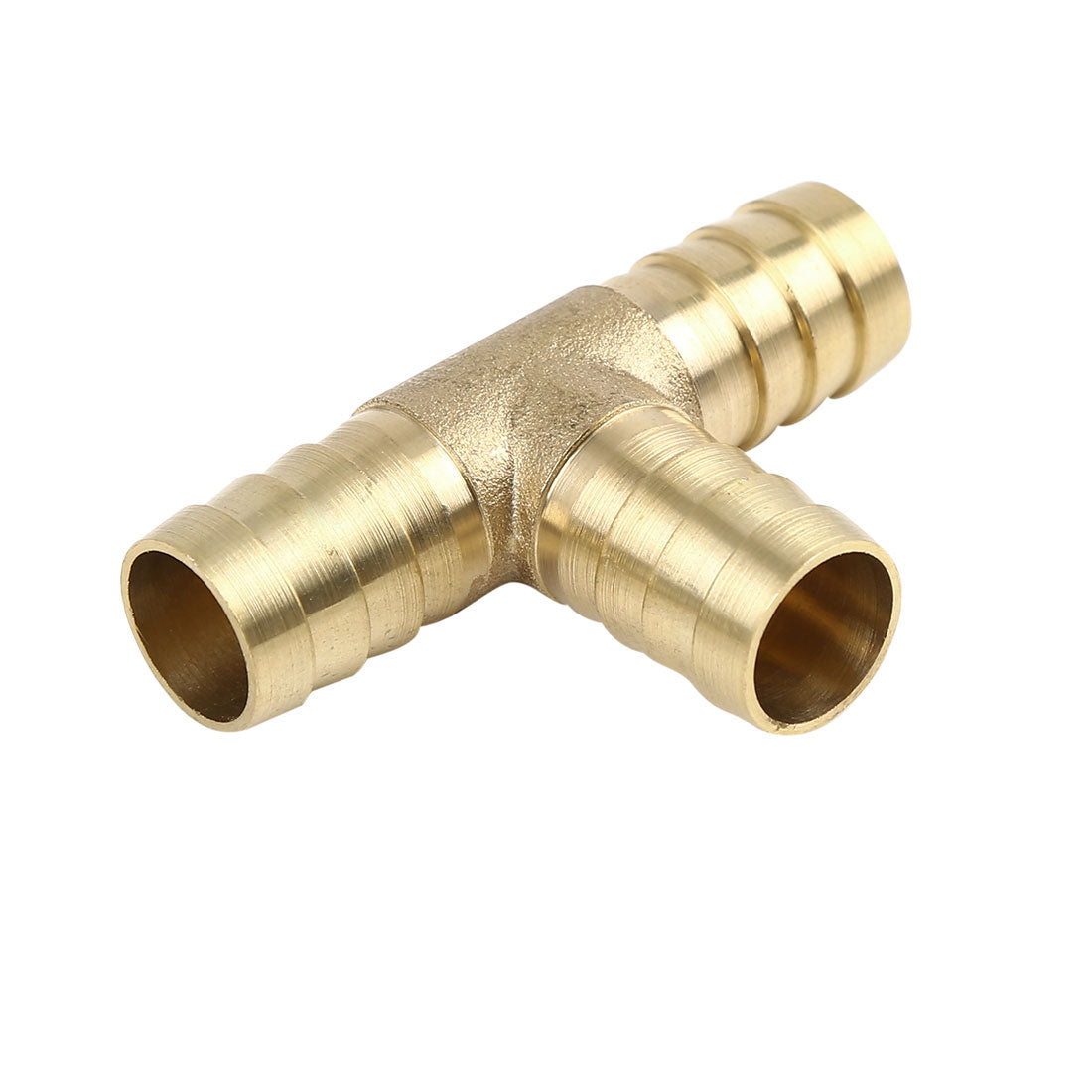 Harfington 14mm Hose Barb Brass 3 Way Tee Connector Adaptor for Air Water Gas Oil Pipe 5pcs