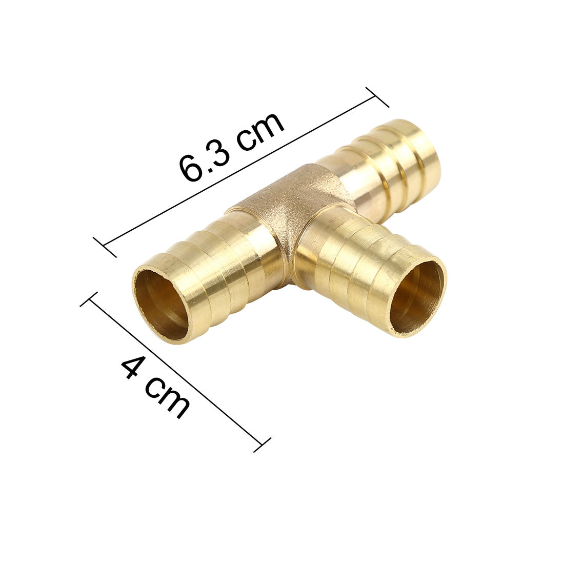 Harfington 16mm Hose Barb Brass 3 Way Tee Connector Adaptor for Air Water Gas Oil Pipe 5pcs
