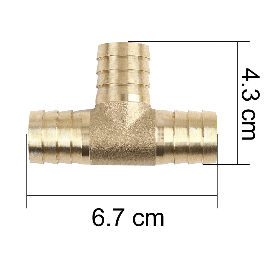 Harfington 19mm Hose Barb Brass T-Shaped 3 Way Tee Connector Adaptor for Air Water Gas Oil Pipe 3pcs