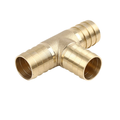 Harfington 19mm Hose Barb Brass T-Shaped 3 Way Tee Connector Adaptor for Air Water Gas Oil Pipe 3pcs