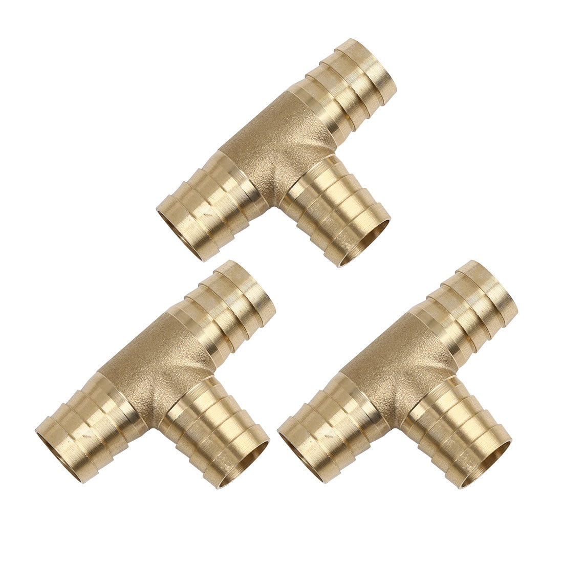 Harfington 19mm Hose Barb Brass T-Shaped 3 Way Tee Connector Adaptor for Air Water Gas Oil Pipe 3pcs