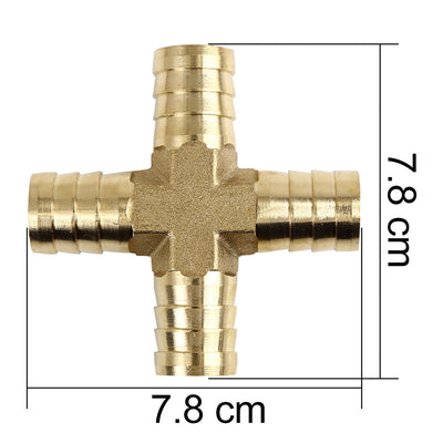 Harfington 19mm Brass Hose Tail Barb Fitting Cross 4 Way Connector for Air Water Gas Oil