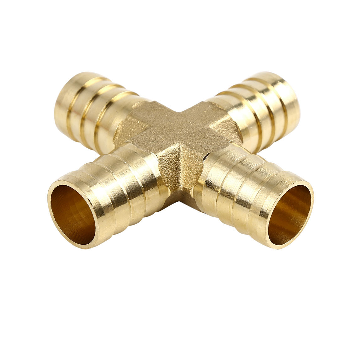 Harfington 19mm Brass Hose Tail Barb Fitting Cross 4 Way Connector for Air Water Gas Oil