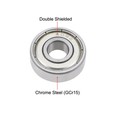 Harfington Uxcell Deep Groove Ball Bearing Double Shielded ABEC-3 Bearings