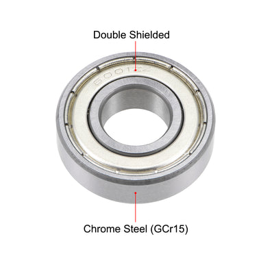 Harfington Deep Groove Ball Bearings Metric Double Shielded Chrome Steel ABEC3 Z1