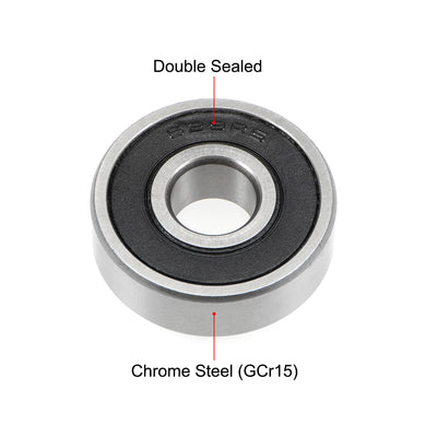 Harfington Uxcell Deep Groove Ball Bearings Metric Double Sealed Chrome Steel ABEC3 Z1