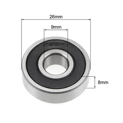 Harfington Uxcell Deep Groove Ball Bearings Metric Double Sealed Chrome Steel ABEC3 Z1