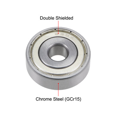 Harfington Deep Groove Ball Bearings Metric Double Shielded Chrome Steel ABEC3 Z1