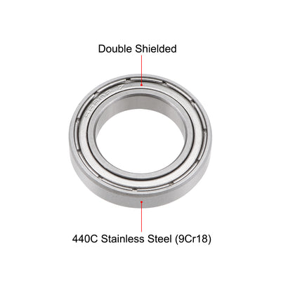 Harfington S6802ZZ Stainless Steel Ball Bearing 15x24x5mm Shielded 6802ZZ Bearings
