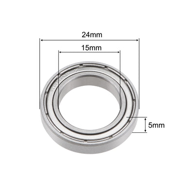 Harfington S6802ZZ Stainless Steel Ball Bearing 15x24x5mm Shielded 6802ZZ Bearings