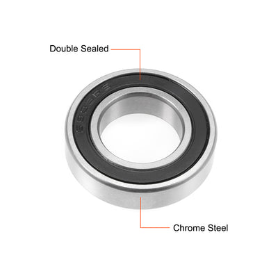 Harfington Uxcell Deep Groove Ball Bearing Double Sealed ABEC-3 Z1 Bearings