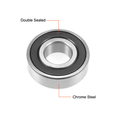 Harfington Uxcell Deep Groove Ball Bearing Double Sealed ABEC-3 Z1 Bearings