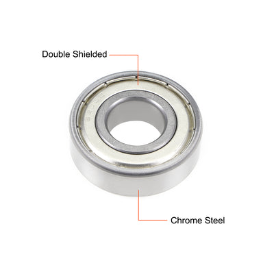 Harfington Deep Groove Ball Bearings Metric Double Shielded Chrome Steel ABEC3 Z1