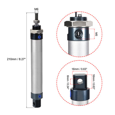Harfington Pneumatic Air Cylinder 16mm Bore M5,Single Rod Double Action