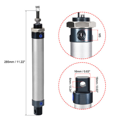 Harfington Pneumatic Air Cylinder 16mm Bore M5,Single Rod Double Action