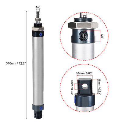 Harfington Pneumatic Air Cylinder 16mm Bore M5,Single Rod Double Action