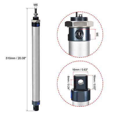 Harfington Pneumatic Air Cylinder 16mm Bore M5,Single Rod Double Action