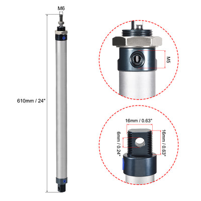 Harfington Pneumatic Air Cylinder 16mm Bore M5,Single Rod Double Action