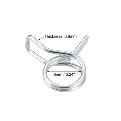 Harfington Double Wire Spring Hose Clamp Fuel Line Silicone Hose Tube Spring Clips Zinc Plated 10Pcs