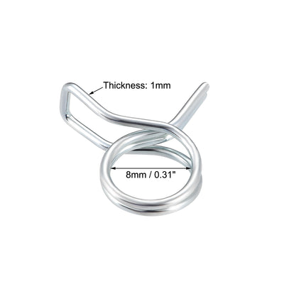 Harfington Double Wire Spring Hose Clamp Fuel Line Silicone Hose Tube Spring Clips Zinc Plated 10Pcs