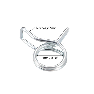 Harfington Double Wire Spring Hose Clamp Fuel Line Silicone Hose Tube Spring Clips Zinc Plated 10Pcs