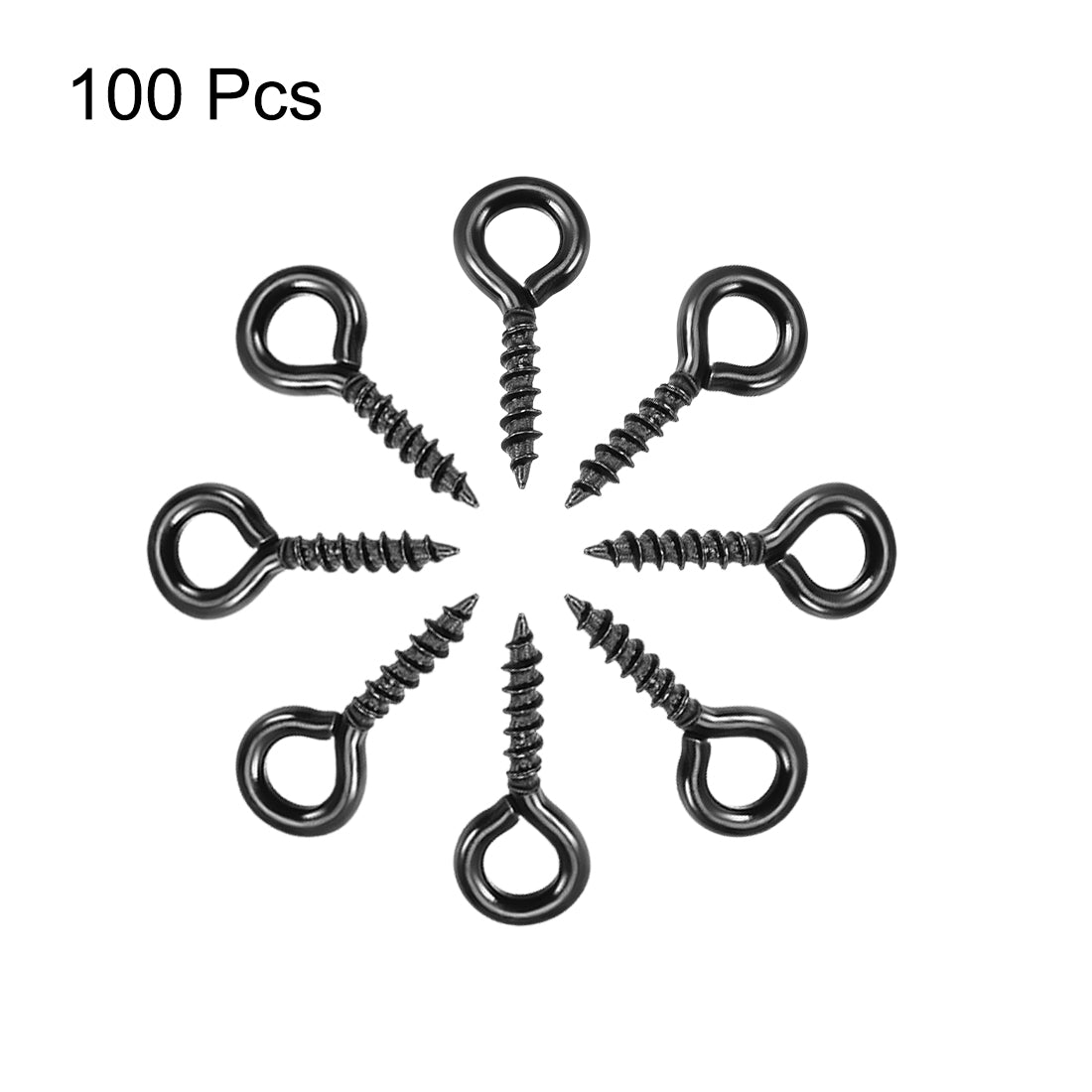 Harfington Screw Eye Hooks Self-Tapping Screws Screw-in Hanger Eye-Shape  Hook 100pcs