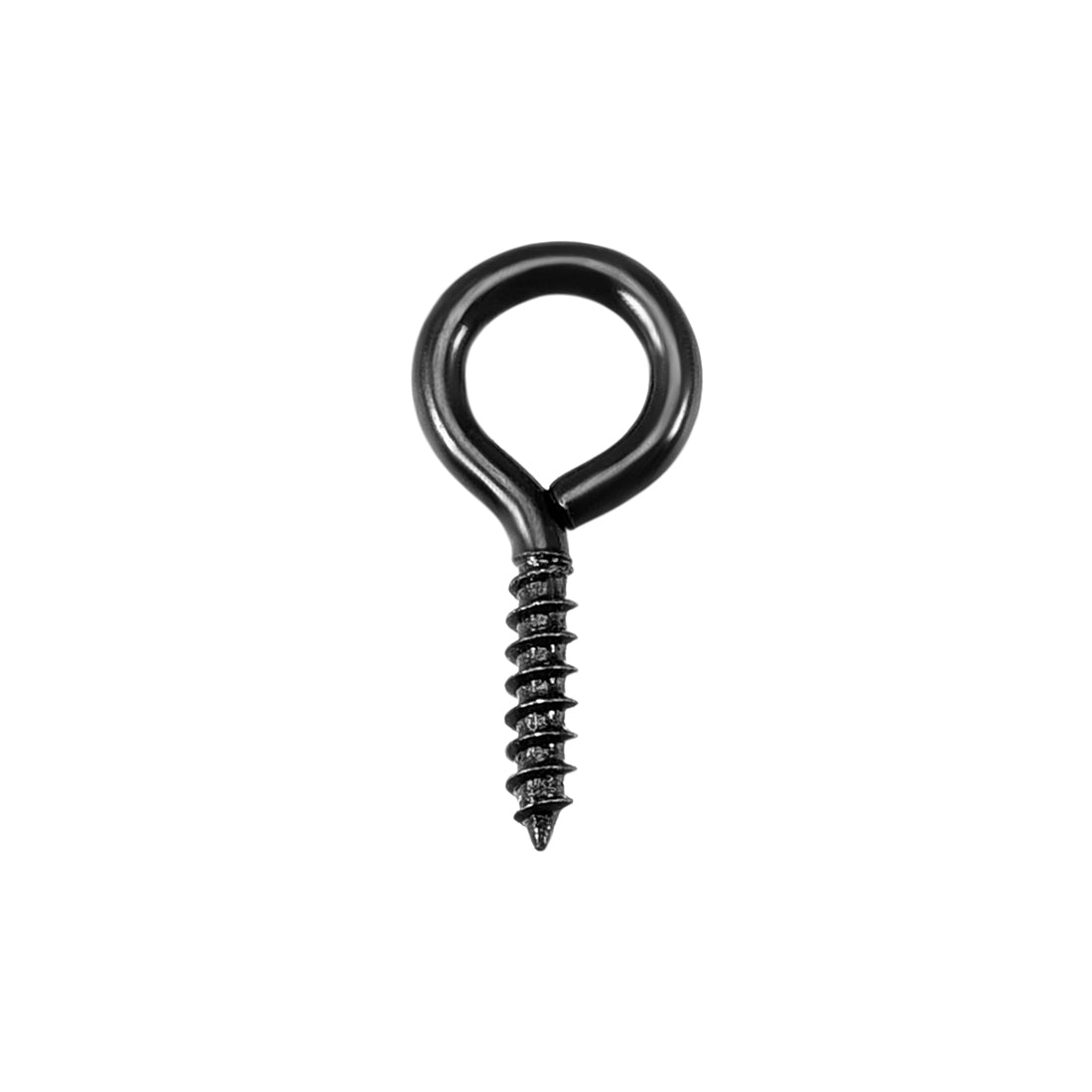 Harfington 0.6" Screw Eye Hooks Self Tapping Screws Screw-in Hanger Eye-Shape  Hooks Black 50pcs