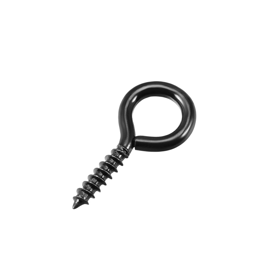 Harfington 0.6" Screw Eye Hooks Self Tapping Screws Screw-in Hanger Eye-Shape  Hooks Black 90pcs