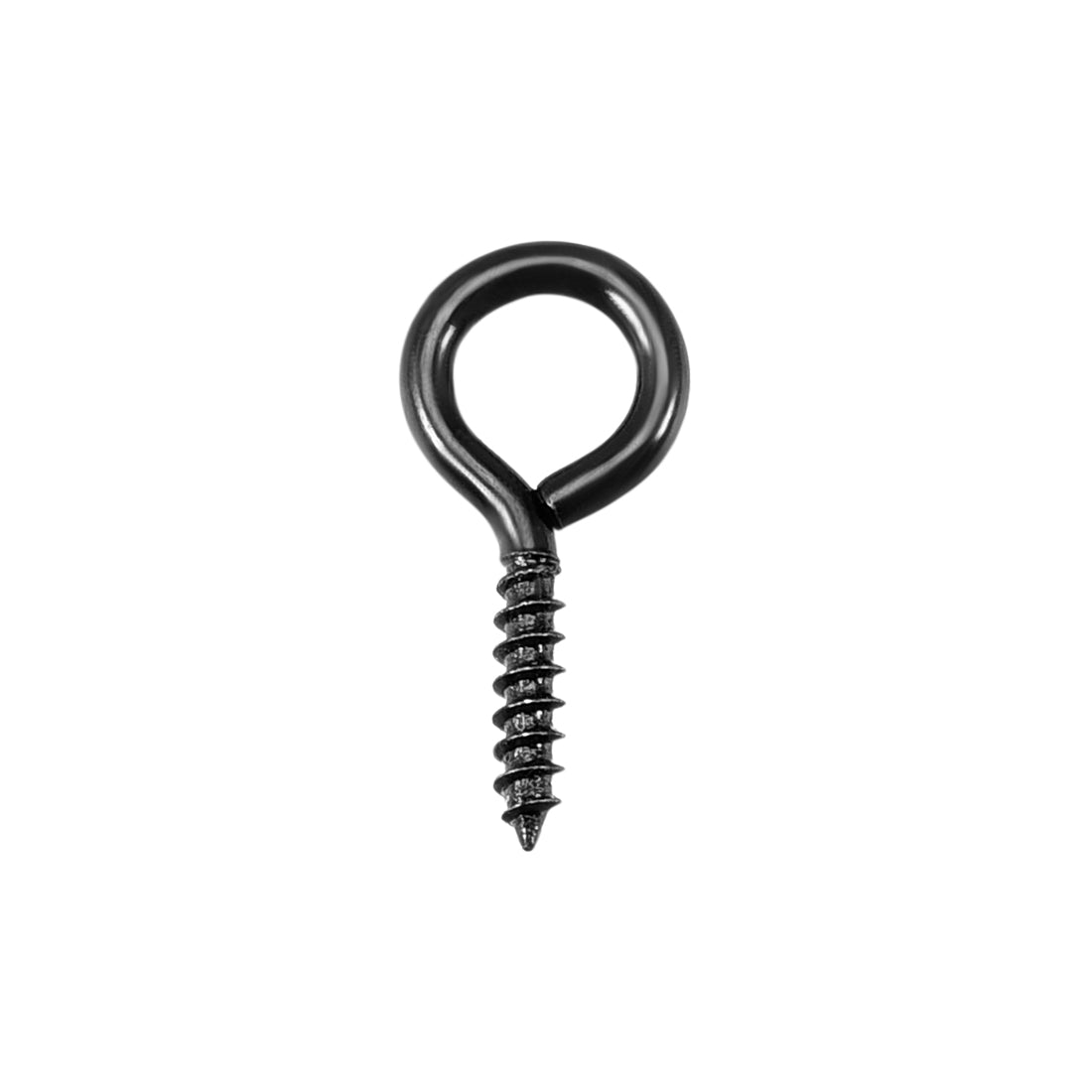 Harfington 0.6" Screw Eye Hooks Self Tapping Screws Screw-in Hanger Eye-Shape  Hooks Black 90pcs