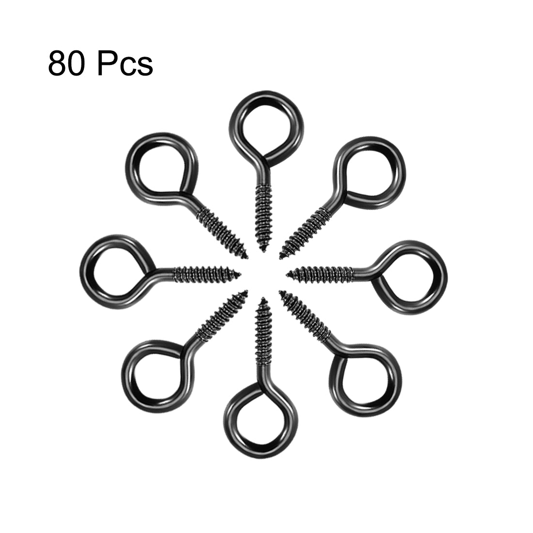 Harfington Screw Eye Hooks Self Tapping Screws Screw-in Hanger Eye-Shape  Hooks 80pcs
