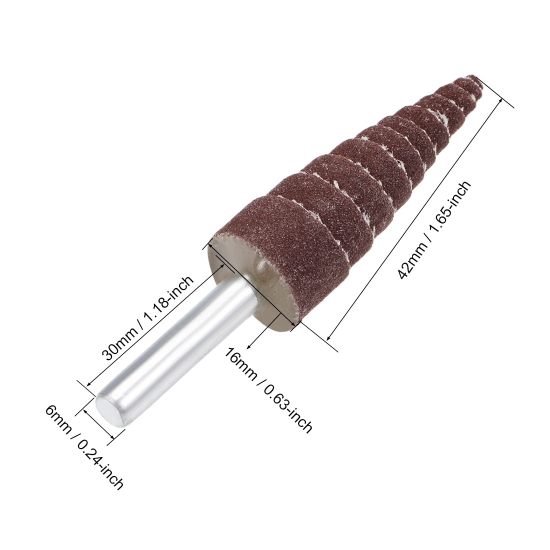 Harfington 16mm Cone Shape Abrasive Flap Wheel 1/4" Shank for Deburring 320 Grit 10 Pcs