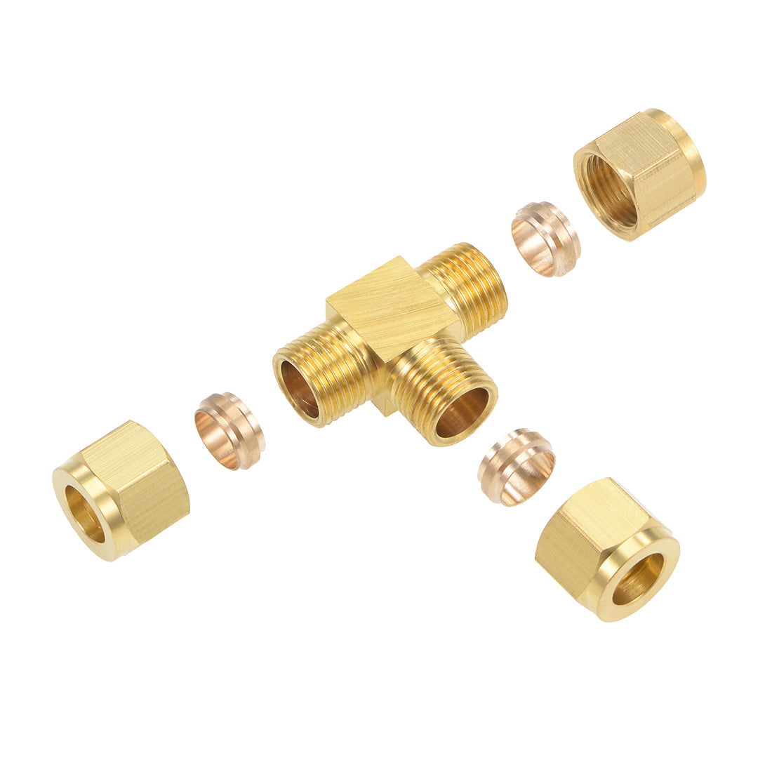 Harfington Brass Compression Tube Fitting 10mm OD Tee Pipe Adapter for Garden Water Irrigation System