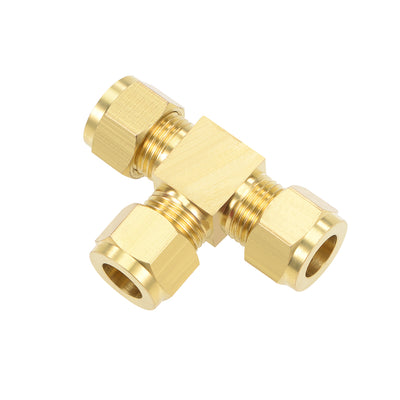 Harfington Brass Compression Tube Fitting 10mm OD Tee Pipe Adapter for Garden Water Irrigation System
