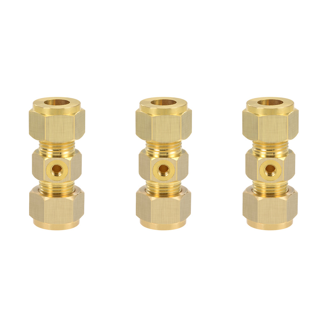 Harfington Brass Compression Tube Fitting 9.8mm OD Straight UNC 10-24 Thread Nozzle Hole Pipe Adapter for Garden Water Irrigation System 3pcs