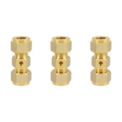 Harfington Brass Compression Tube Fitting 9.8mm OD Straight UNC 10-24 Thread Nozzle Hole Pipe Adapter for Garden Water Irrigation System 3pcs