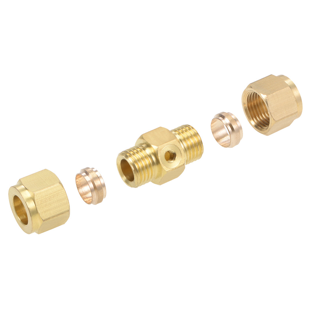 Harfington Brass Compression Tube Fitting 10 mm OD Straight UNC 10-24 Thread Nozzle Hole Pipe Adapter Single Hole for Water Garden Irrigation System 2pcs