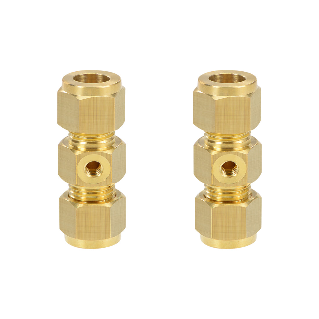 Harfington Brass Compression Tube Fitting 10 mm OD Straight UNC 10-24 Thread Nozzle Hole Pipe Adapter Single Hole for Water Garden Irrigation System 2pcs