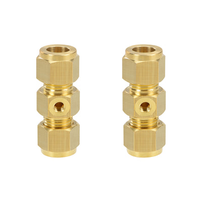 Harfington Brass Compression Tube Fitting 10 mm OD Straight UNC 10-24 Thread Nozzle Hole Pipe Adapter Single Hole for Water Garden Irrigation System 2pcs