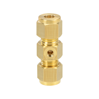 Harfington Brass Compression Tube Fitting 9.8mm OD Straight UNC 10-24 Thread Nozzle Hole Pipe Adapter for Water Garden Irrigation