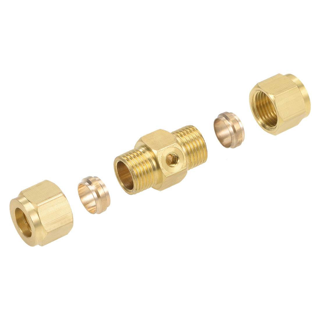 Harfington Brass Compression Tube Fitting 10mm OD Straight UNC 10-24 Thread Nozzle Hole Pipe Adapter for Garden Water Irrigation 3pcs
