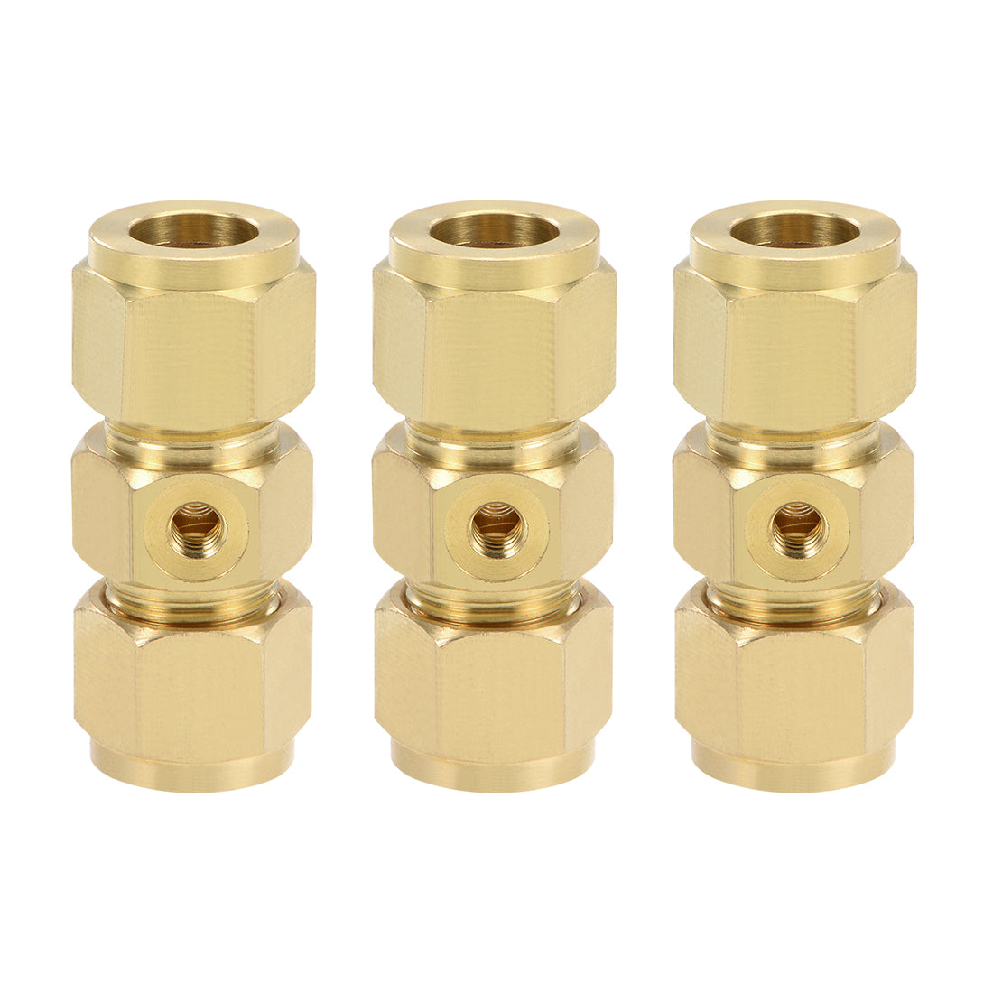 Harfington Brass Compression Tube Fitting 10mm OD Straight UNC 10-24 Thread Nozzle Hole Pipe Adapter for Garden Water Irrigation 3pcs