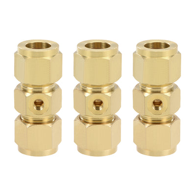 Harfington Brass Compression Tube Fitting 10mm OD Straight UNC 10-24 Thread Nozzle Hole Pipe Adapter for Garden Water Irrigation 3pcs