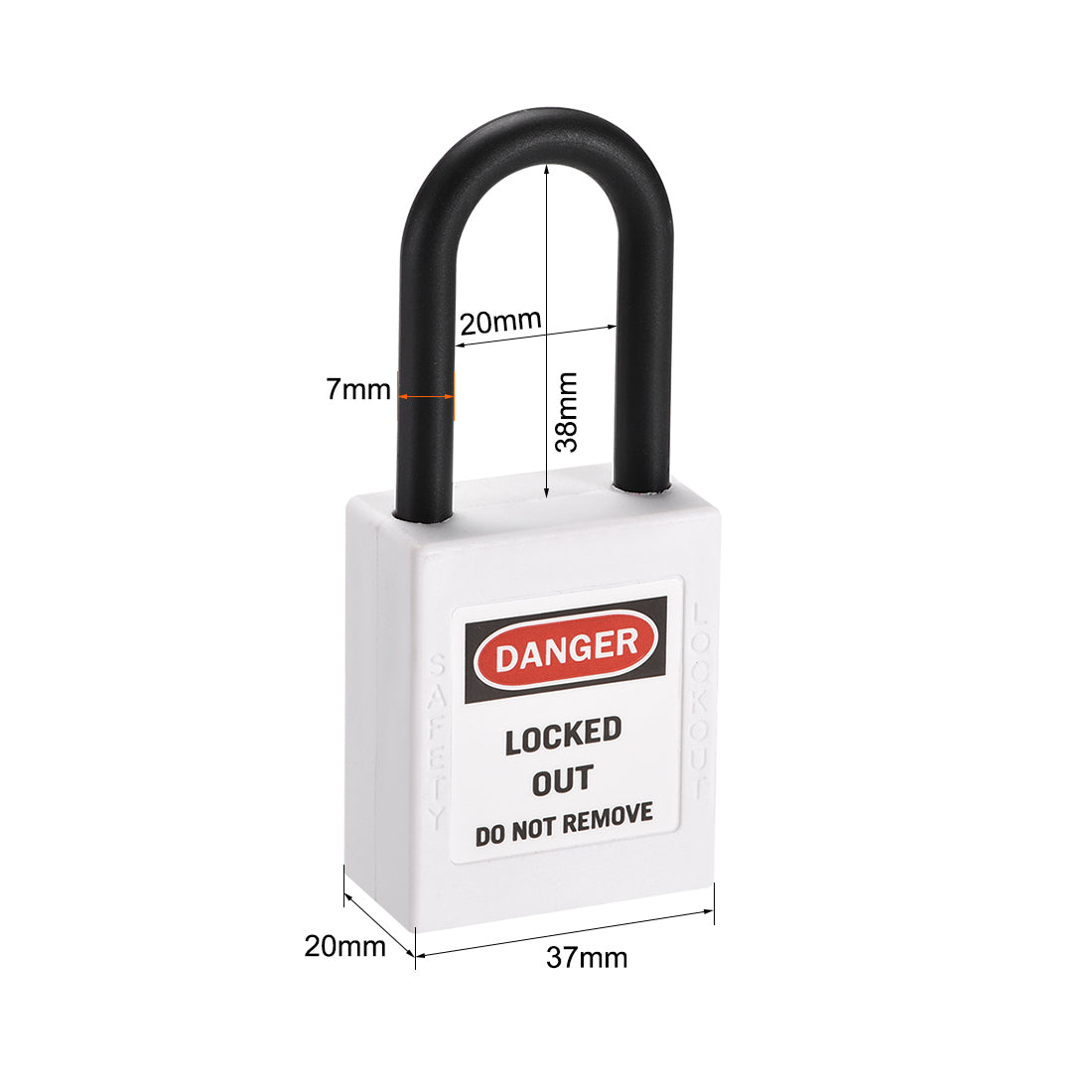 Harfington Lockout Tagout Padlock 38mm Nylon Shackle Keyed Different 2Pcs
