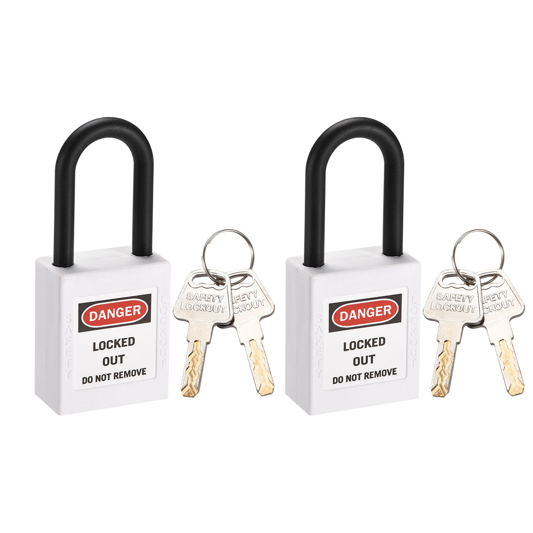Harfington Lockout Tagout Padlock 38mm Nylon Shackle Keyed Different 2Pcs
