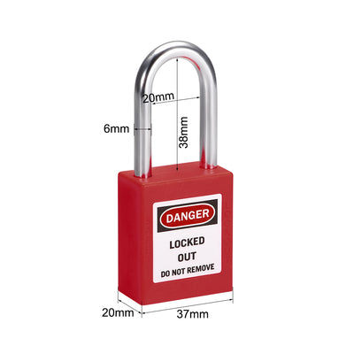 Harfington Lockout Tagout Safety Padlock 38mm Steel Shackle 2Pcs