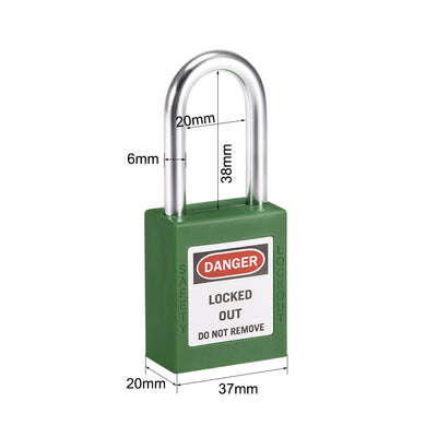 Harfington Lockout Tagout Safety Padlock 38mm Steel Shackle 2Pcs