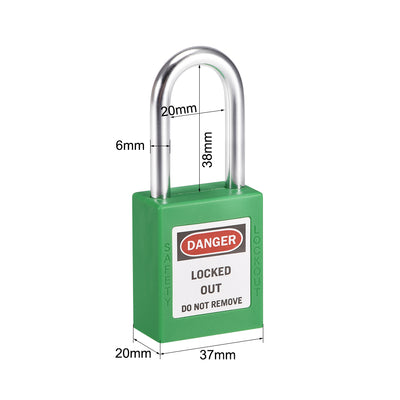 Harfington Lockout Tagout Safety Padlock 38mm Steel Shackle Keyed Padlocks